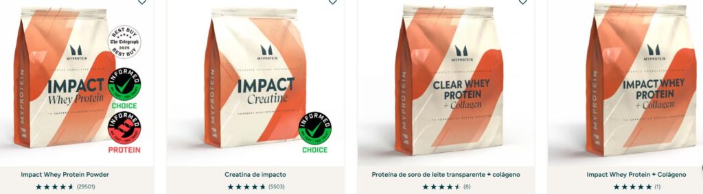 Produtos populares da MyProtein para experimentar com o código de indicação “ANSAB-RX”